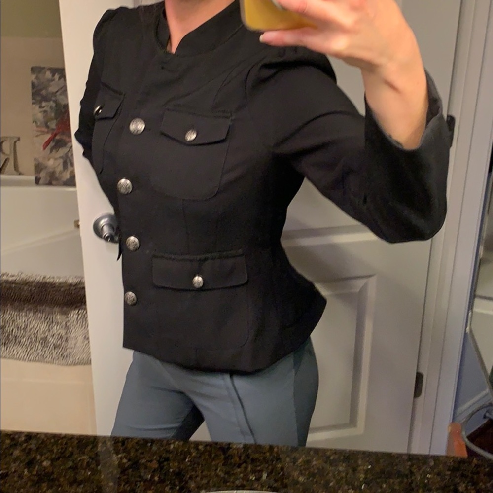 Military jacket, peplum, black • medium